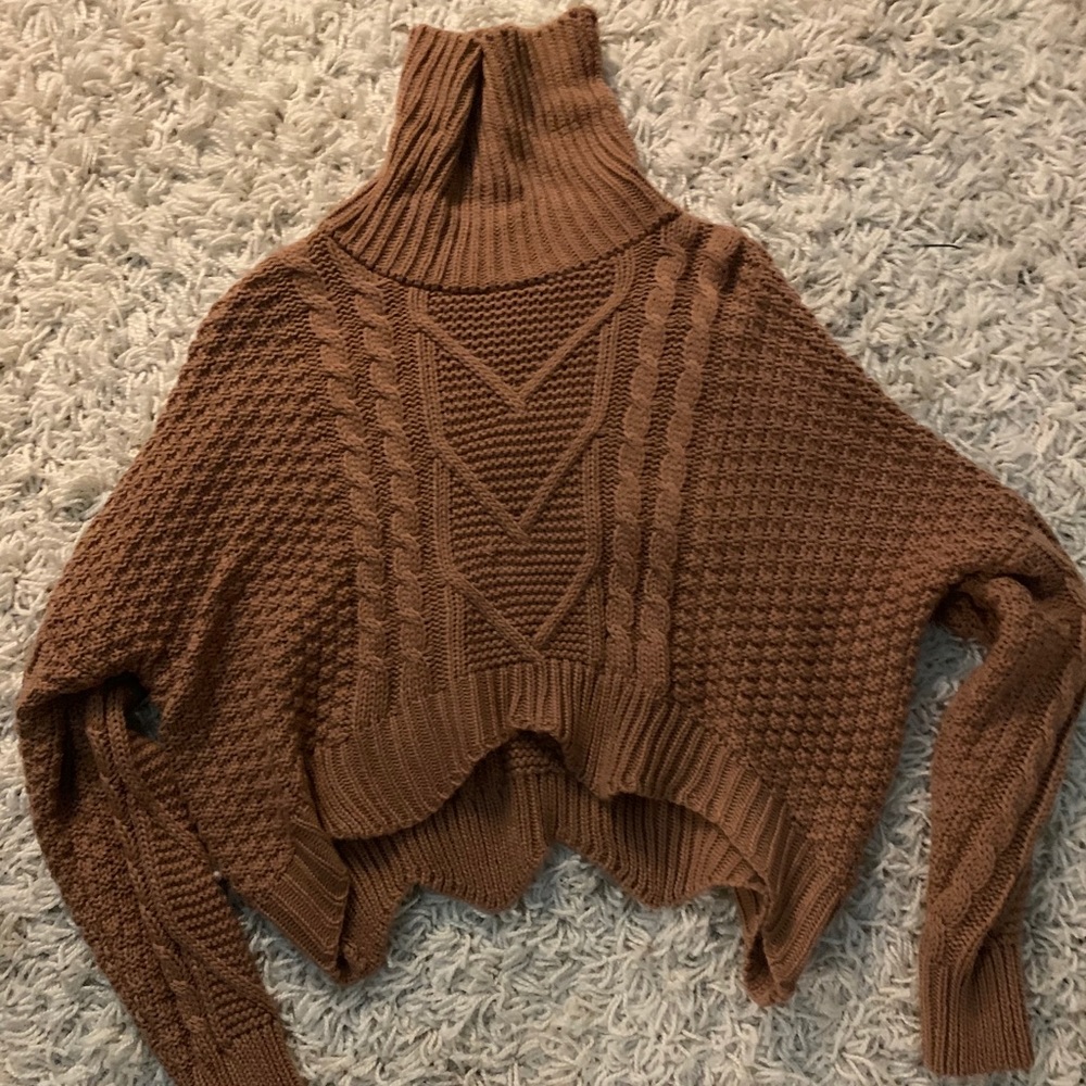 Brown turtleneck sweater